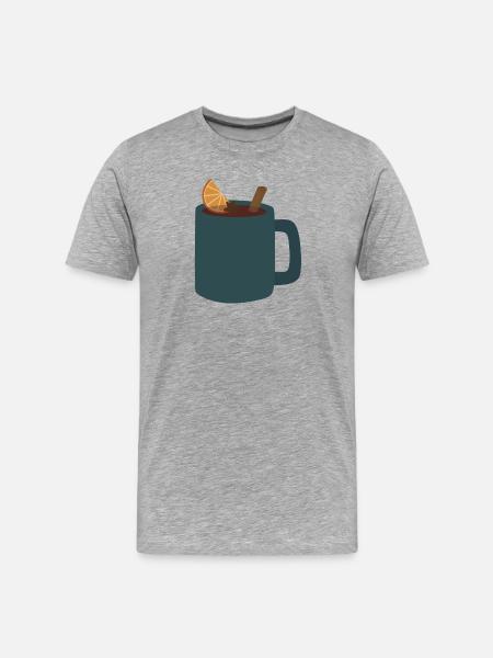 Glühweinbecher Illustration - Männer Premium Bio T-Shirt - Grau meliert