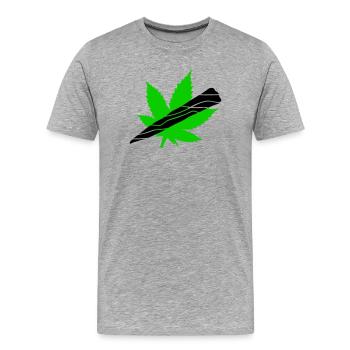 Neon Cannabisblatt Grafik - Männer Premium Bio T-Shirt - Grau meliert - Vorne - Damien (186cm)