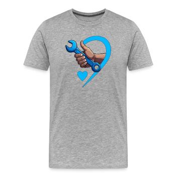 Wrench with HEART - Men's Premium Organic T-Shirt - heather grey - Front - Damien (186cm)