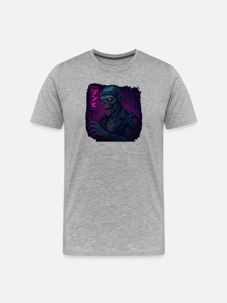 Cyberpunk Undead Warrior - Männer Premium Bio T-Shirt - Grau meliert