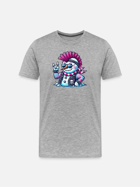 Punk Snowman - Men's Premium Organic T-Shirt - heather grey