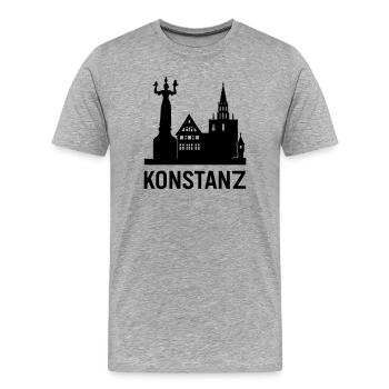 Constance Lac de Constance Silhouette - T-shirt bio Premium Homme - gris chiné - Devant - Damien (186cm)