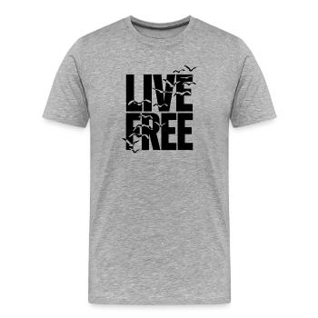 Vivre une vie libre et libre - T-shirt bio Premium Homme - gris chiné - Devant - Damien (186cm)