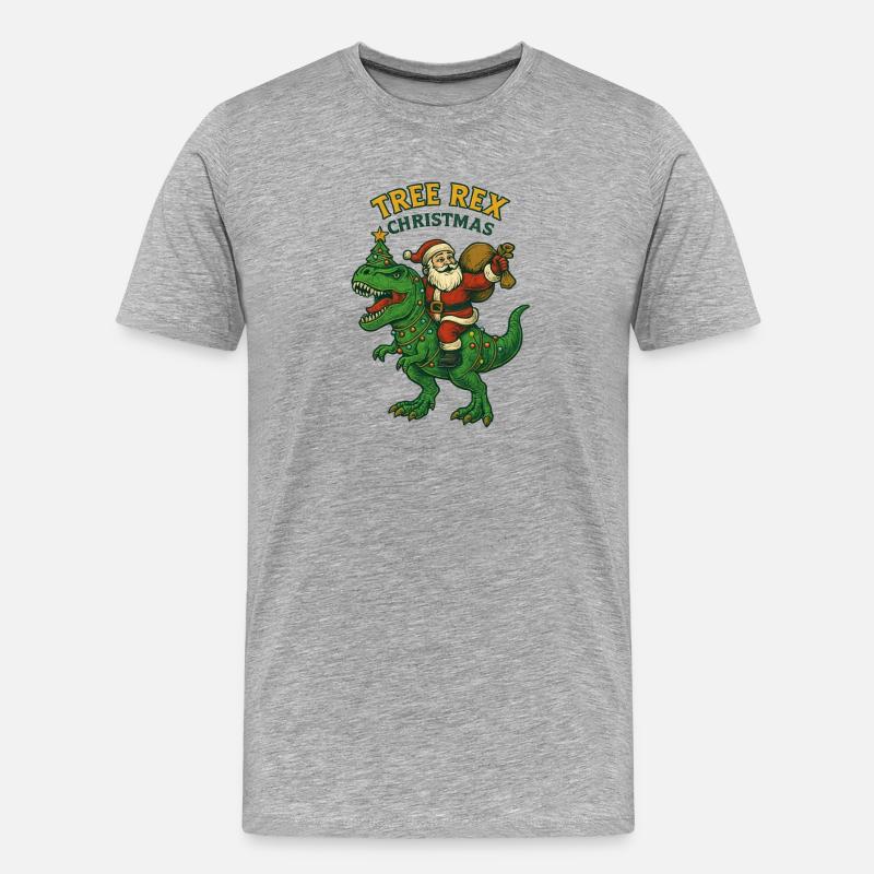 Noël – Tree Rex Weihnachten - Männer Premium Bio T-Shirt - Grau meliert
