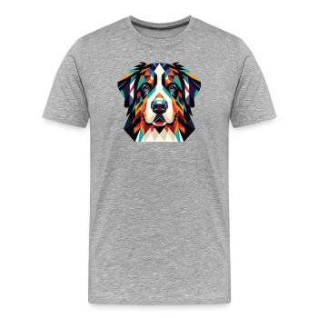 Geometric prism dog – Colored face - Men's Premium Organic T-Shirt - heather grey - Front - Damien (186cm)