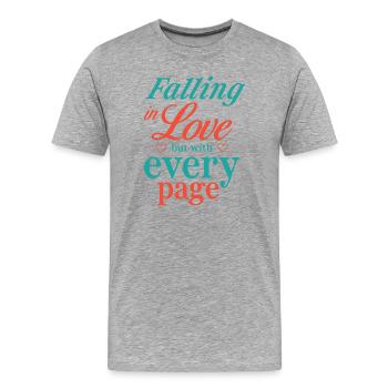 Falling in Love but With Every Page - Men's Premium Organic T-Shirt - heather grey - Front - Damien (186cm)