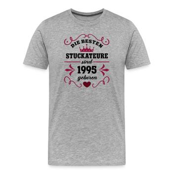 1995 Plasterer Birthday colleague plasterer - Men's Premium Organic T-Shirt - heather grey - Front - Damien (186cm)