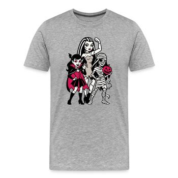Vampirische Halloween-Truppe - Männer Premium Bio T-Shirt - Grau meliert - Vorne - Damien (186cm)