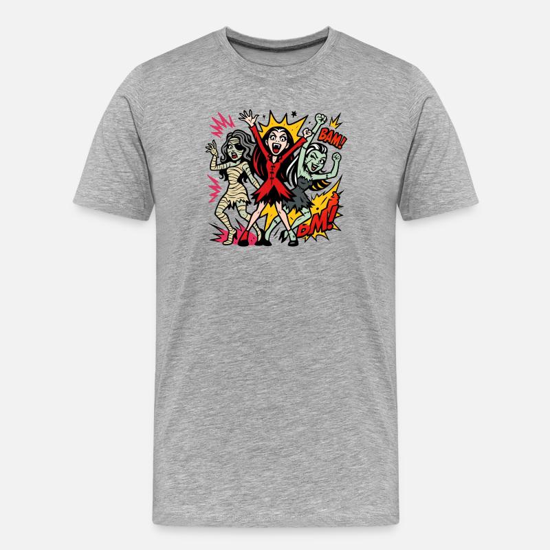 Comic-Horror Monstertanz - Männer Premium Bio T-Shirt - Grau meliert