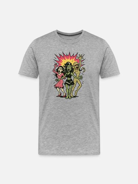 Zombietrio des Grusels - Männer Premium Bio T-Shirt - Grau meliert