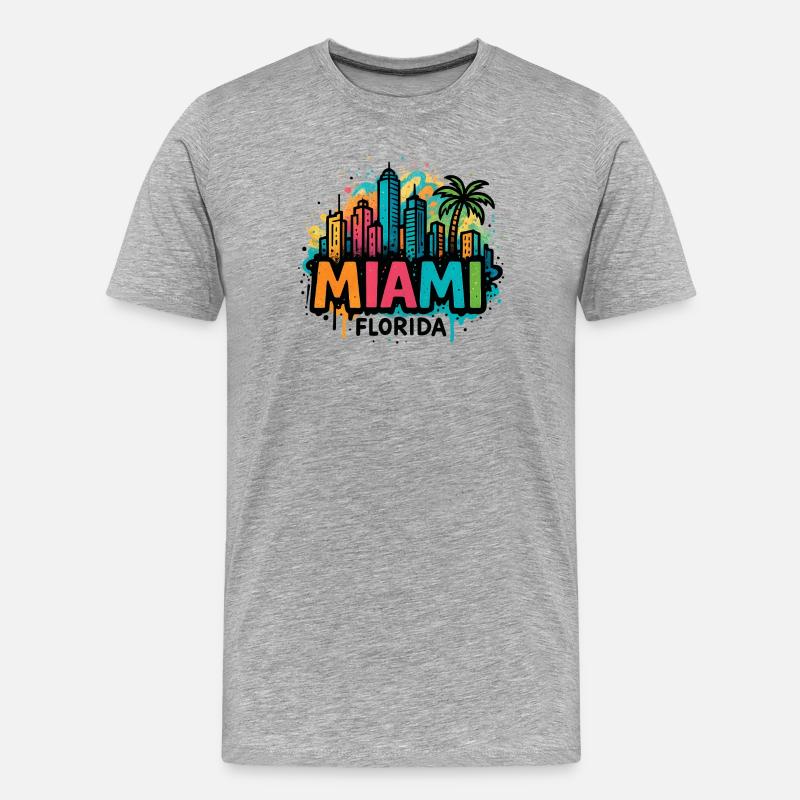 Miami Skyline Graffiti - Männer Premium Bio T-Shirt - Grau meliert