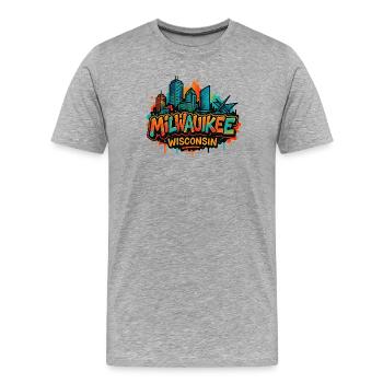 Milwaukee Skyline Splash Wisconsin - Men's Premium Organic T-Shirt - heather grey - Front - Damien (186cm)