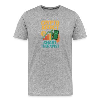 Krypto-Chart-Therapeut, Investieren - Männer Premium Bio T-Shirt - Grau meliert - Vorne - Damien (186cm)