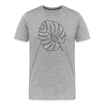 Contour de la feuille de Monstera - T-shirt bio Premium Homme - gris chiné - Devant - Damien (186cm)
