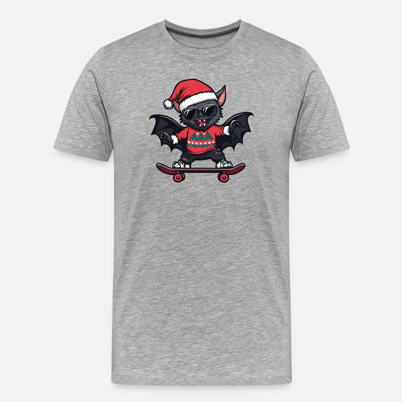 Fledermaus Weihnachten Lustig - Männer Premium Bio T-Shirt - Grau meliert