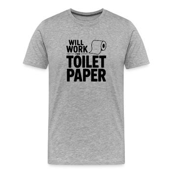 Fonctionnera pour le papier toilette - T-shirt bio Premium Homme - gris chiné - Devant - Damien (186cm)