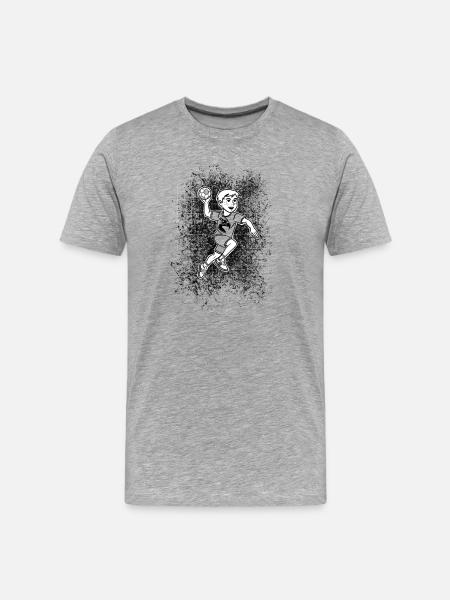 Junger Handballspieler im Sprung - Männer Premium Bio T-Shirt - Grau meliert