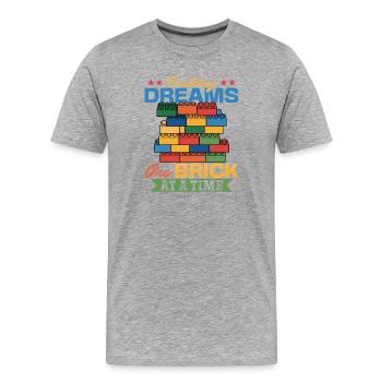 Building Blocks Kids Brick Builder - Männer Premium Bio T-Shirt - Grau meliert - Vorne - Damien (186cm)