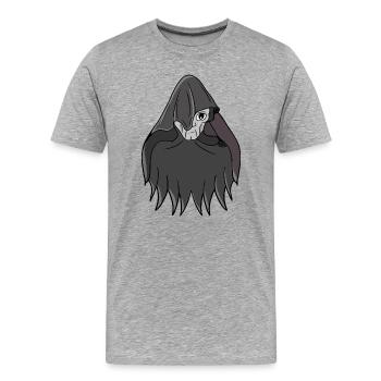 Spectre à capuchon en cape d’ombre - T-shirt bio Premium Homme - gris chiné - Devant - Damien (186cm)