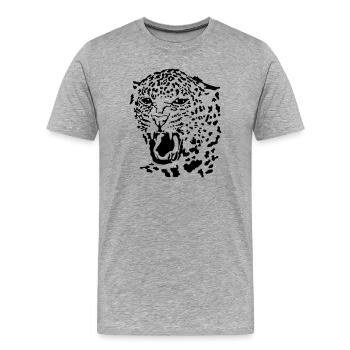 Leopard - Men's Premium Organic T-Shirt - heather grey - Front - Damien (186cm)