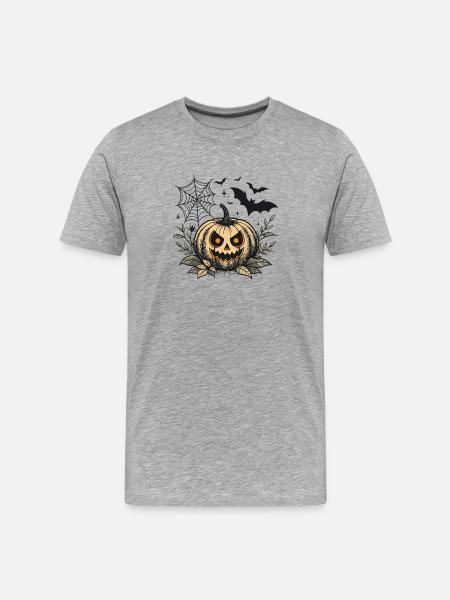Evil Halloween Pumpkin - Men's Premium Organic T-Shirt - heather grey