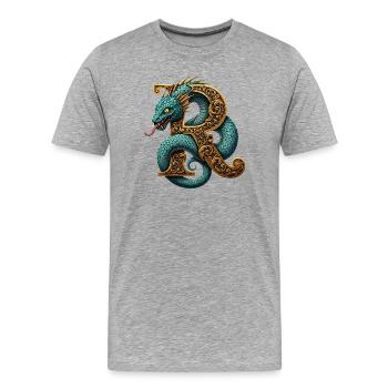Dragon Ornementé autour de la lettre R - T-shirt bio Premium Homme - gris chiné - Devant - Damien (186cm)
