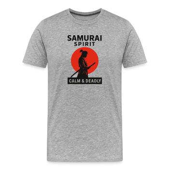 Samurai Spirit – Calm and Deadly Design - Männer Premium Bio T-Shirt - Grau meliert - Vorne - Damien (186cm)