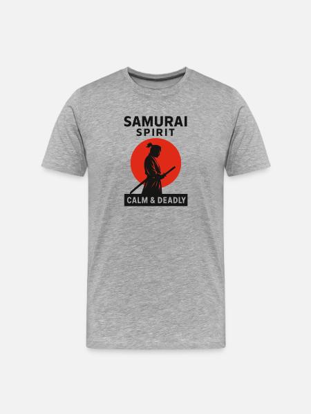 Samurai Spirit – Calm and Deadly Design - Men's Premium Organic T-Shirt - heather grey
