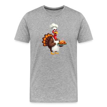 Cuisinier de dinde de Thanksgiving Thanksgiving - T-shirt bio Premium Homme - gris chiné - Devant - Damien (186cm)