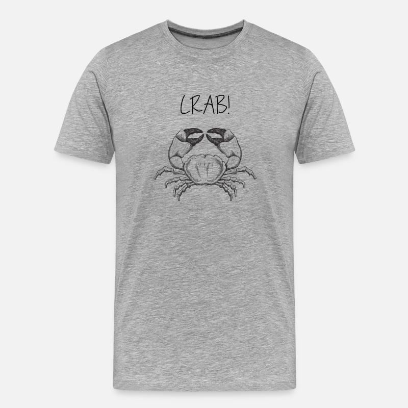 Nautic Design Krabbe Linie Kunst Silhouette - Männer Premium Bio T-Shirt - Grau meliert