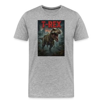 T-Rex - Men's Premium Organic T-Shirt - heather grey - Front - Damien (186cm)