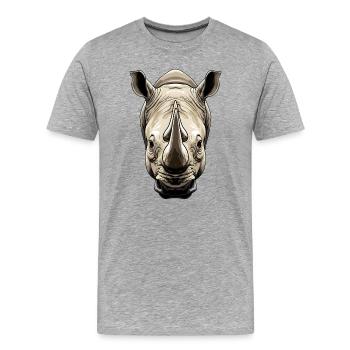 Rhino Illustration - Men's Premium Organic T-Shirt - heather grey - Front - Damien (186cm)
