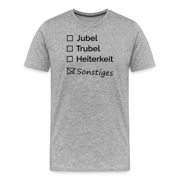 Cheers, hustle and bustle, merriment - Men's Premium Organic T-Shirt - heather grey - Front - Damien (186cm)
