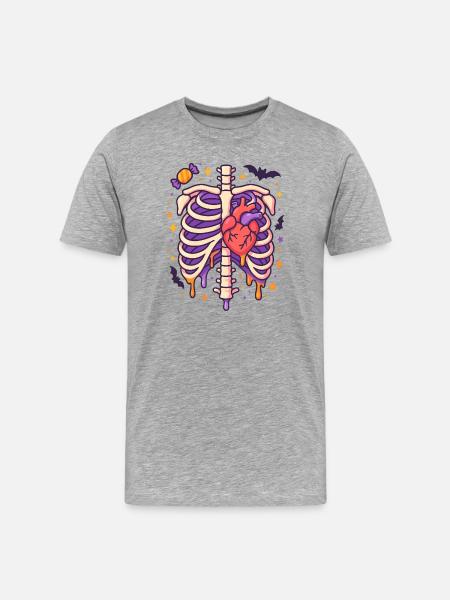 Anatomie Gothic Thoraxkäfig - Männer Premium Bio T-Shirt - Grau meliert