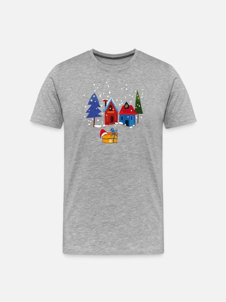 Winter houses with snow - Men's Premium Organic T-Shirt - heather grey