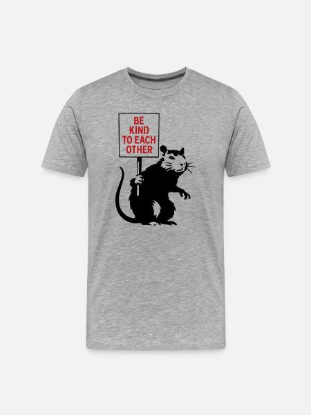 Be kind to each other Rat - Men's Premium Organic T-Shirt - heather grey