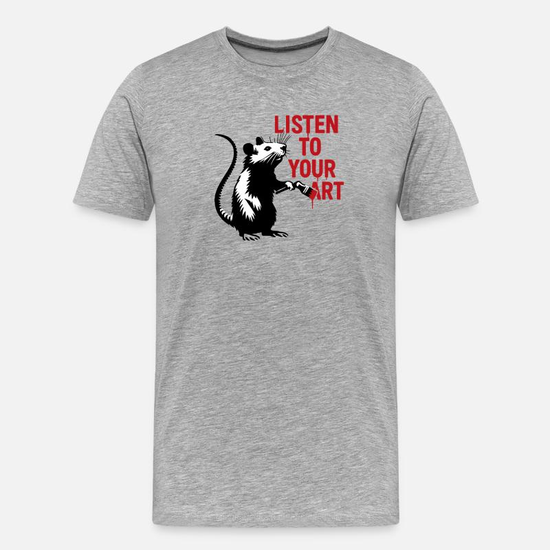 Ratte malt deine Kunst - Männer Premium Bio T-Shirt - Grau meliert