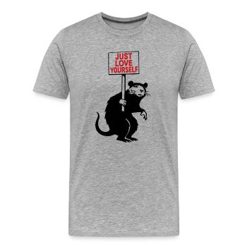 Just Love Yourself Selbstliebe Sign - Männer Premium Bio T-Shirt - Grau meliert - Vorne - Damien (186cm)