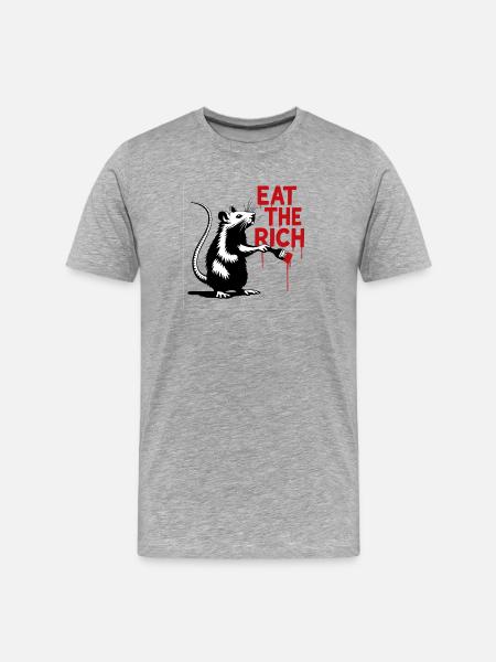 Rat with Message Eat the Rich - Men's Premium Organic T-Shirt - heather grey