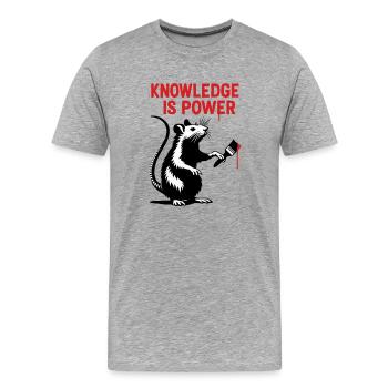Knowledge is Power – Rat Art - Men's Premium Organic T-Shirt - heather grey - Front - Damien (186cm)