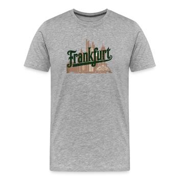 Silhouette de la ligne d’horizon de Francfort avec historique et - T-shirt bio Premium Homme - gris chiné - Devant - Damien (186cm)