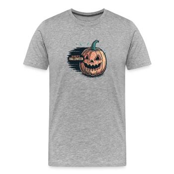 Pumpkin Jack-O-Lantern Halloween - Men's Premium Organic T-Shirt - heather grey - Front - Damien (186cm)