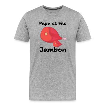 Cuisses de Jambon Duo Rouge - T-shirt bio Premium Homme - gris chiné - Devant - Damien (186cm)