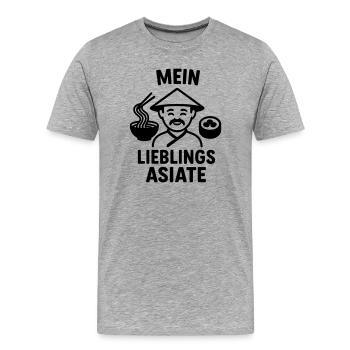 Plat asiatique préféré - T-shirt bio Premium Homme - gris chiné - Devant - Damien (186cm)