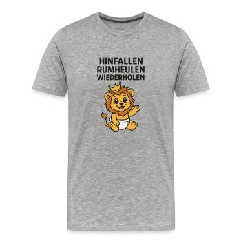 crying around - Men's Premium Organic T-Shirt - heather grey - Front - Damien (186cm)