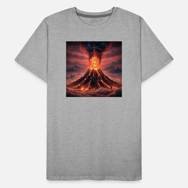 Éruption du volcan Bitcoin T-shirt bio Premium Homme