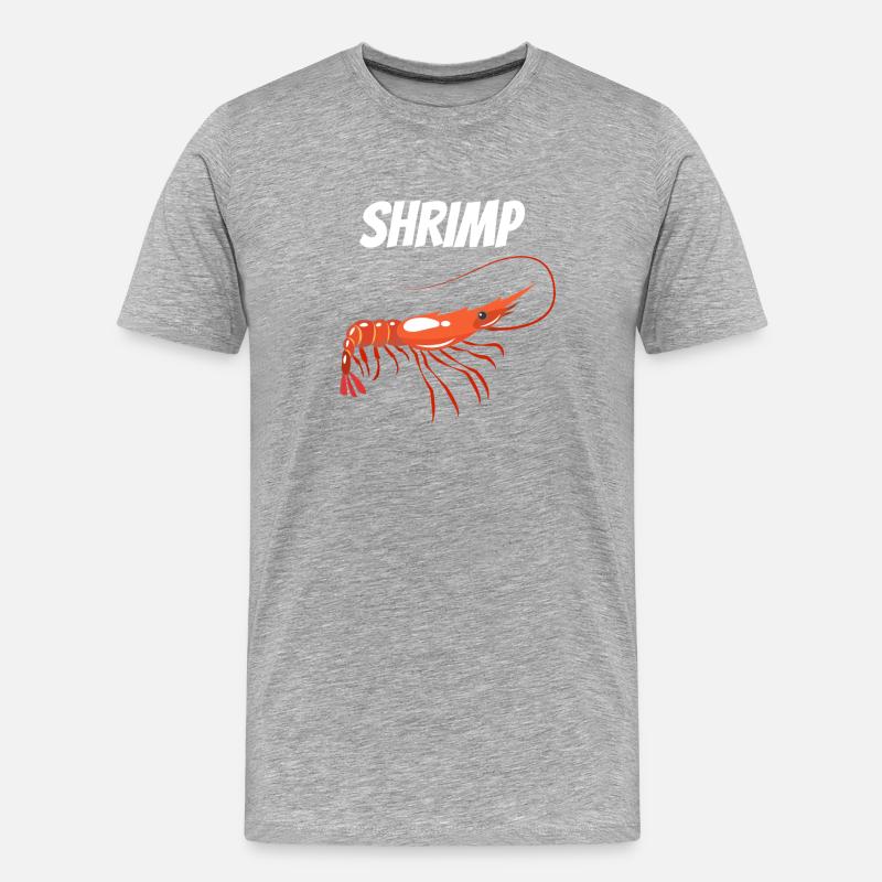 Fette Garnelenillustration mit SHRIMP Text Garnelen - Männer Premium Bio T-Shirt - Grau meliert