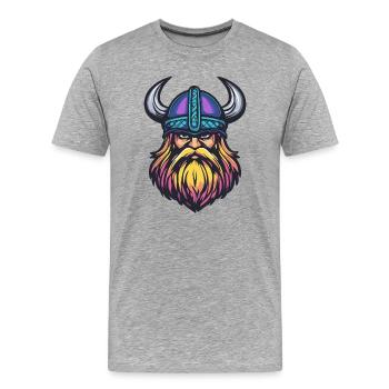 Wikinger Helm - Männer Premium Bio T-Shirt - Grau meliert - Vorne - Damien (186cm)