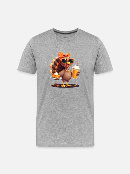 Thanksgiving Turkey with Sunglasses - Men's Premium Organic T-Shirt - heather grey