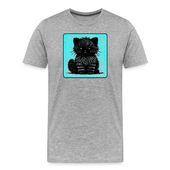 Wuschelkatze (Cyan) - Männer Premium Bio T-Shirt - Grau meliert - Vorne - Damien (186cm)